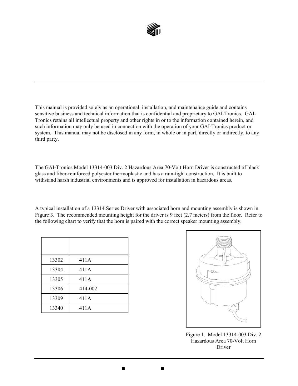 GAI-Tronics 13314-003 Horn Drivers (30-Watt) User Manual | 5 pages