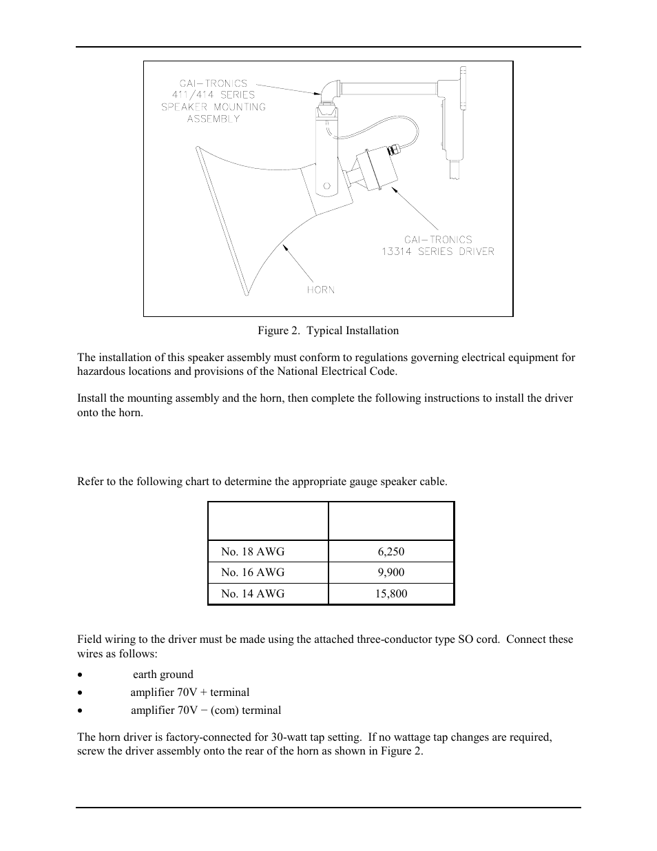 Wiring instructions | GAI-Tronics 13314-003 Horn Drivers (30-Watt) User Manual | Page 2 / 5