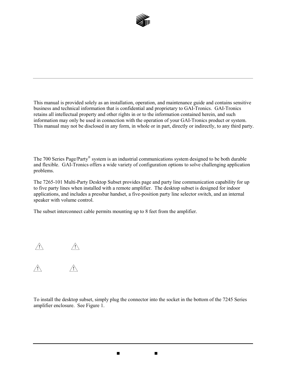 GAI-Tronics 7265-101 Multi-Party Desktop Subset User Manual | 5 pages