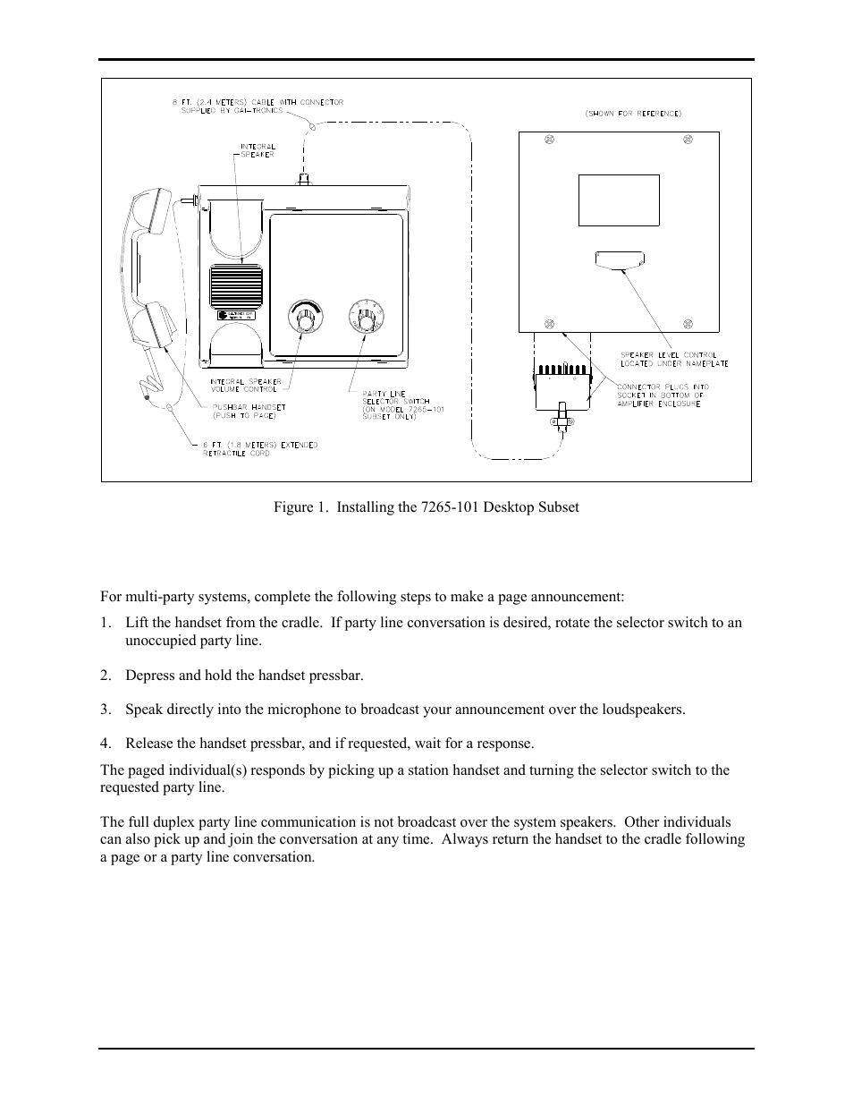 Operation | GAI-Tronics 7265-101 Multi-Party Desktop Subset User Manual | Page 2 / 5