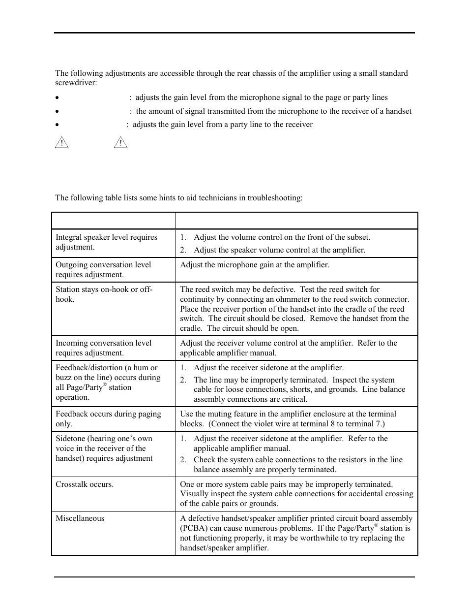 Maintenance, Troubleshooting | GAI-Tronics 7265-101 Multi-Party Desktop Subset User Manual | Page 3 / 5