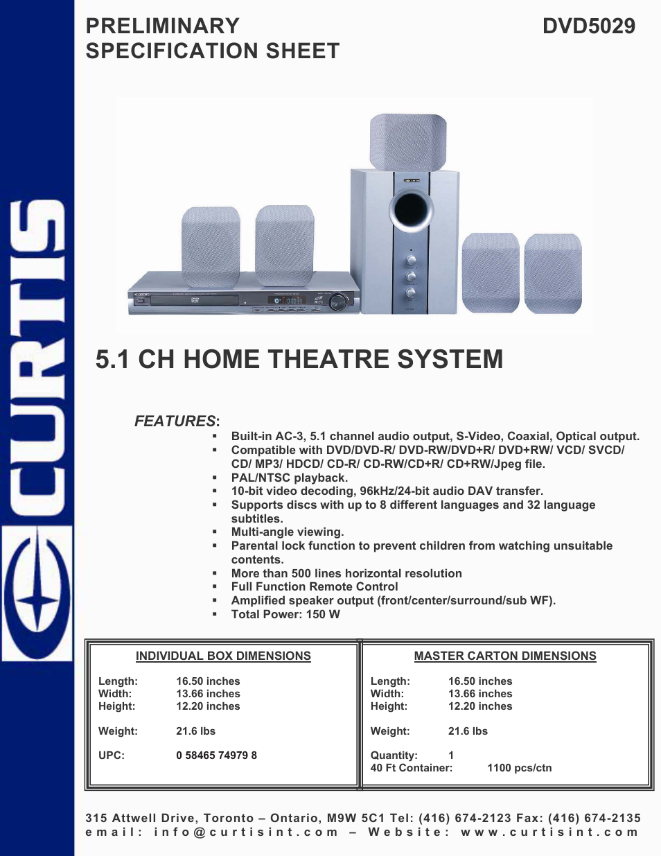 Curtis DVD5029 User Manual | 1 page