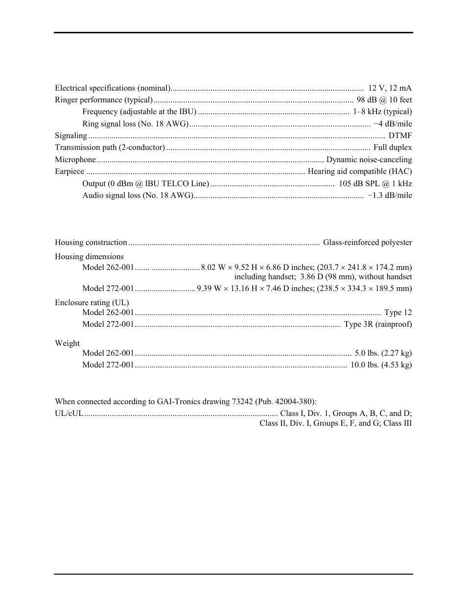 GAI-Tronics 262-001 Intrinsically-Safe Telephones User Manual | Page 11 / 13