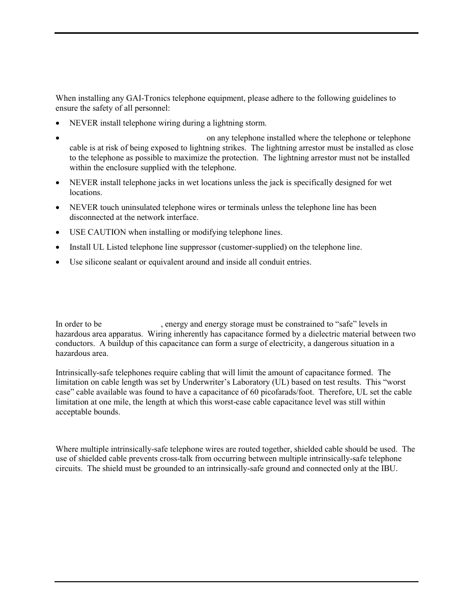 Installation, Installation guidelines, Wiring requirements | Design limits, Shielded cable | GAI-Tronics 262-001 Intrinsically-Safe Telephones User Manual | Page 2 / 13