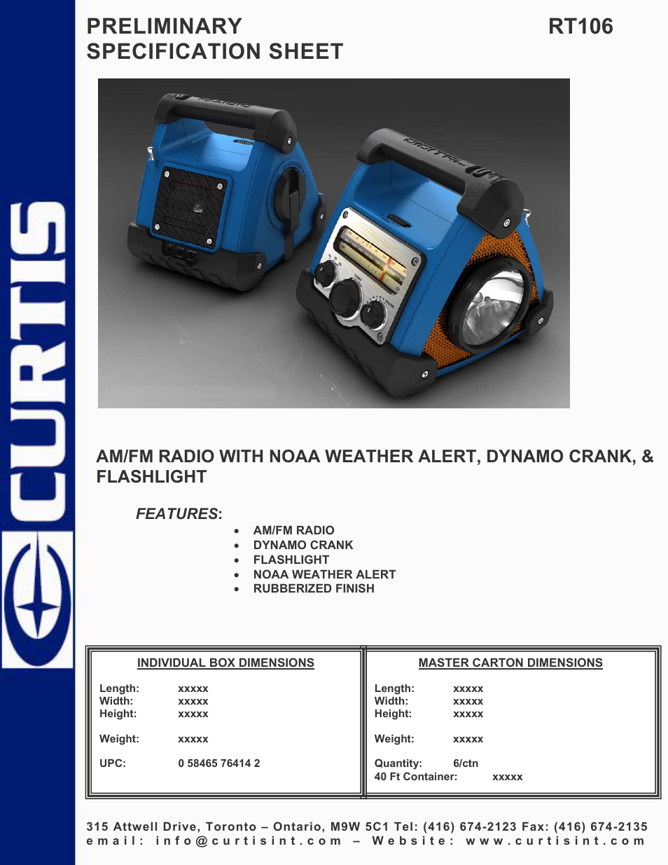 Curtis RT106 User Manual | 1 page