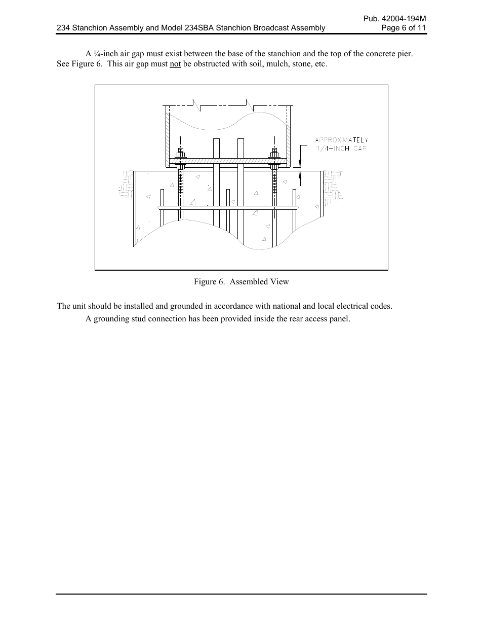 GAI-Tronics 234 Stanchion Assembly User Manual | Page 6 / 12
