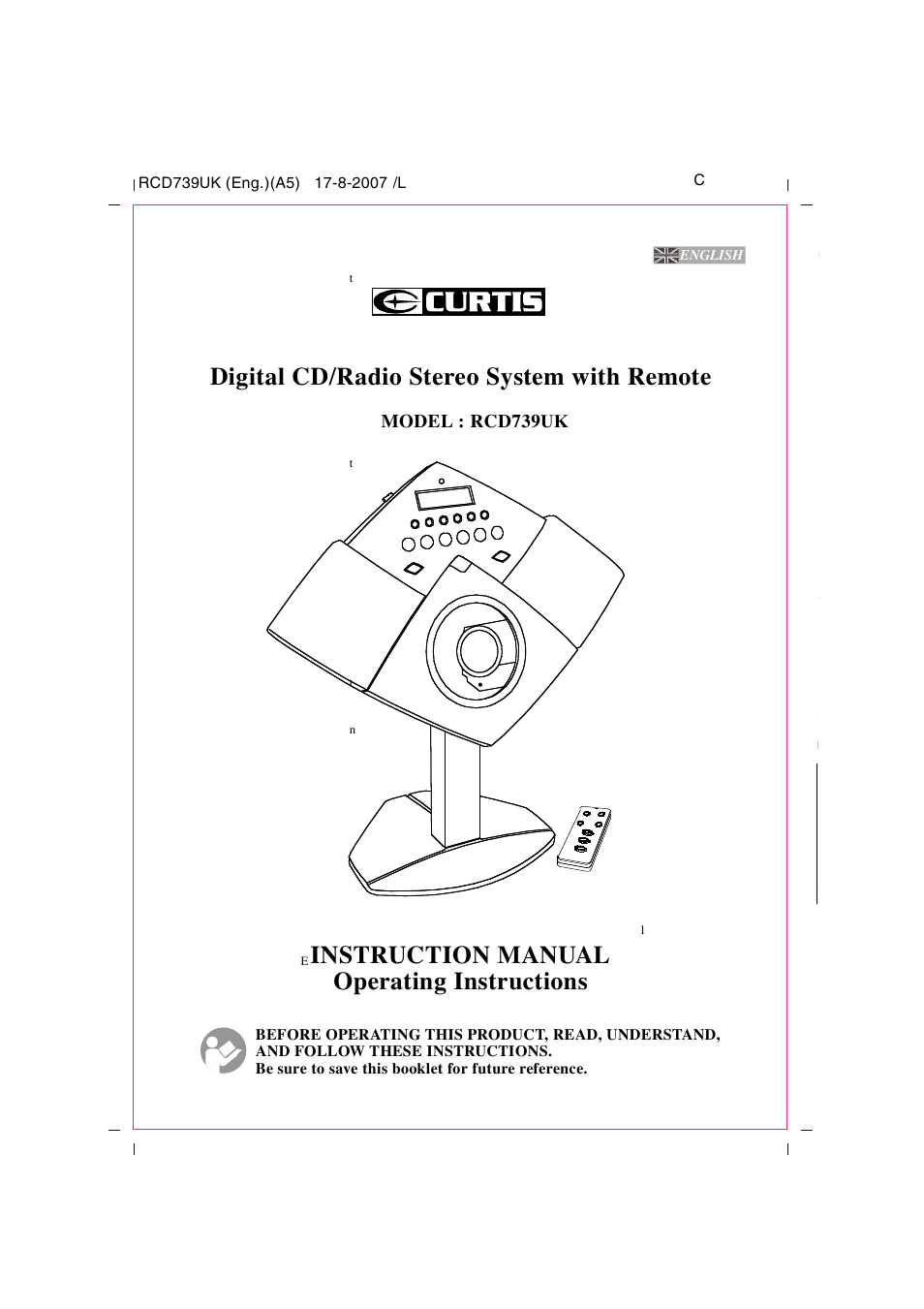 Curtis RCD739UK User Manual | 9 pages