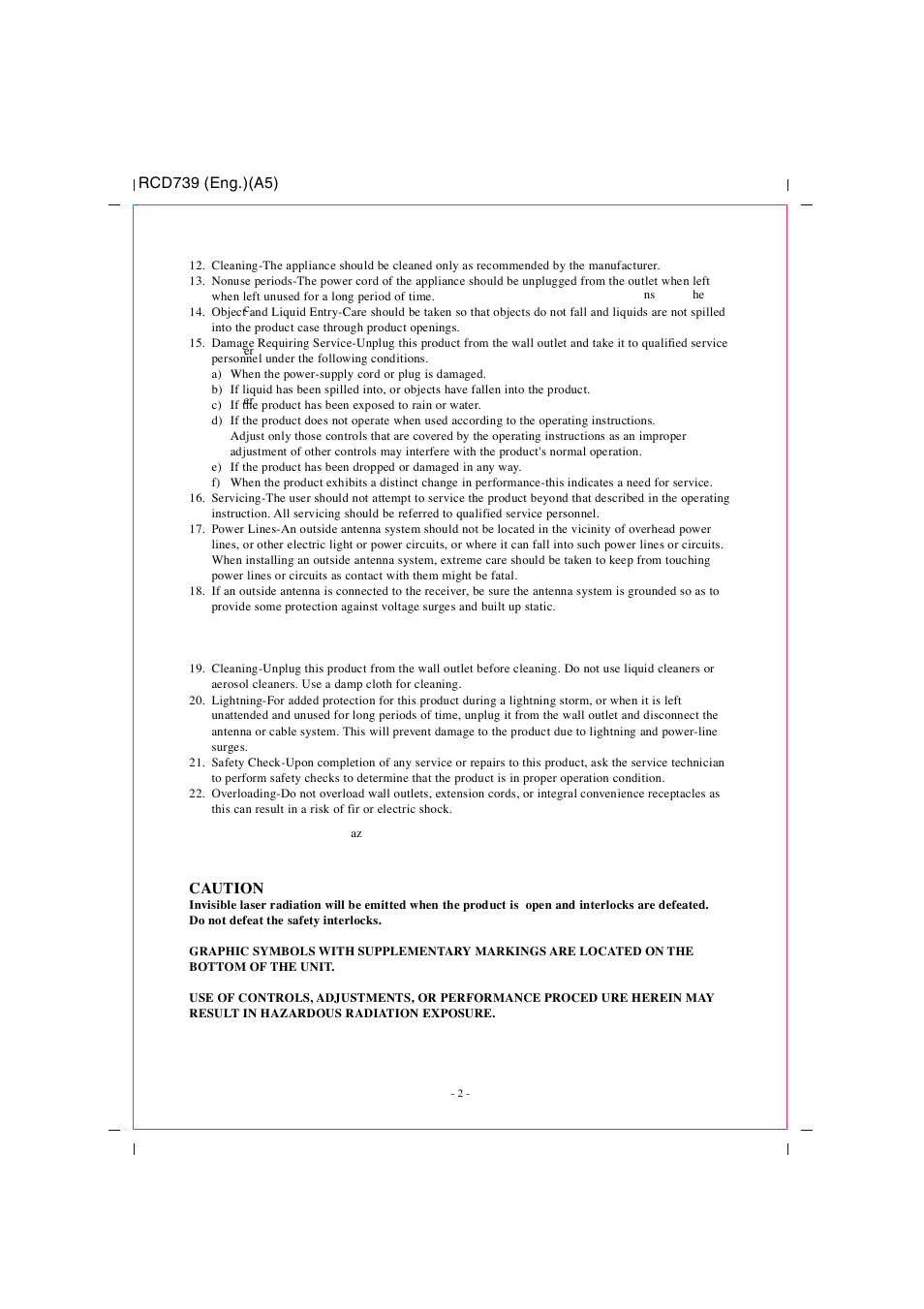 Digital cd/radio stereo system w ith remot e, Instruction manual operating instructions, Model : rcd739 | Rcd739 (eng.)( a5), Rcd739 (eng.)(a5), Safety instructions, Caution, Mounting location rcd739 (eng.)(a5), Rc d 7 3 9 ( en g .)(a 5 ), Location of controls | Curtis RCD739UK User Manual | Page 3 / 9