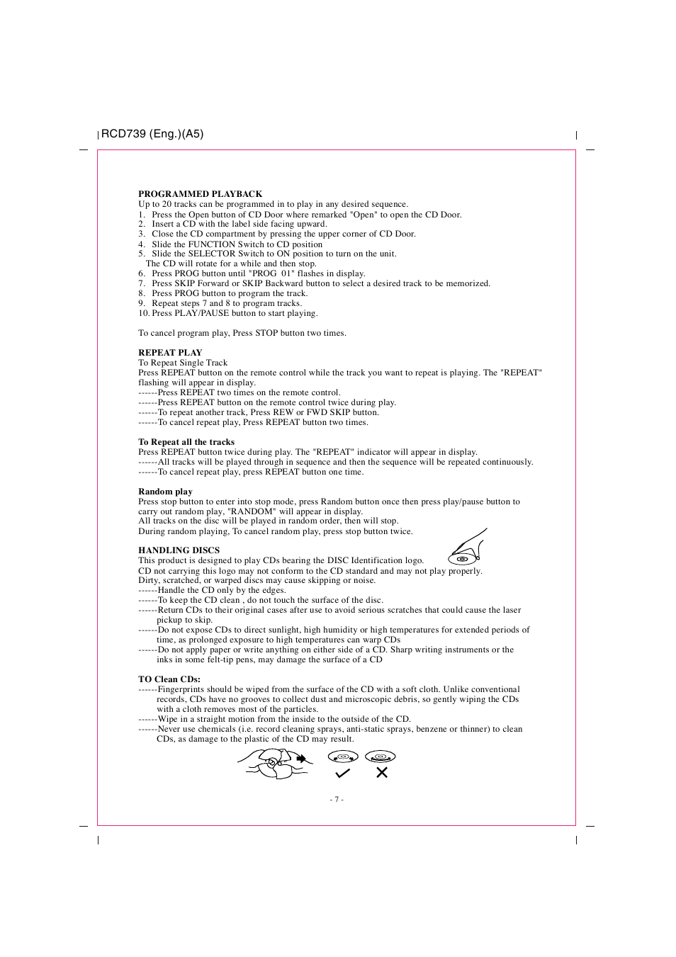 Digital cd/radio stereo system w ith remot e, Instruction manual operating instructions, Model : rcd739 | Curtis RCD739UK User Manual | Page 8 / 9