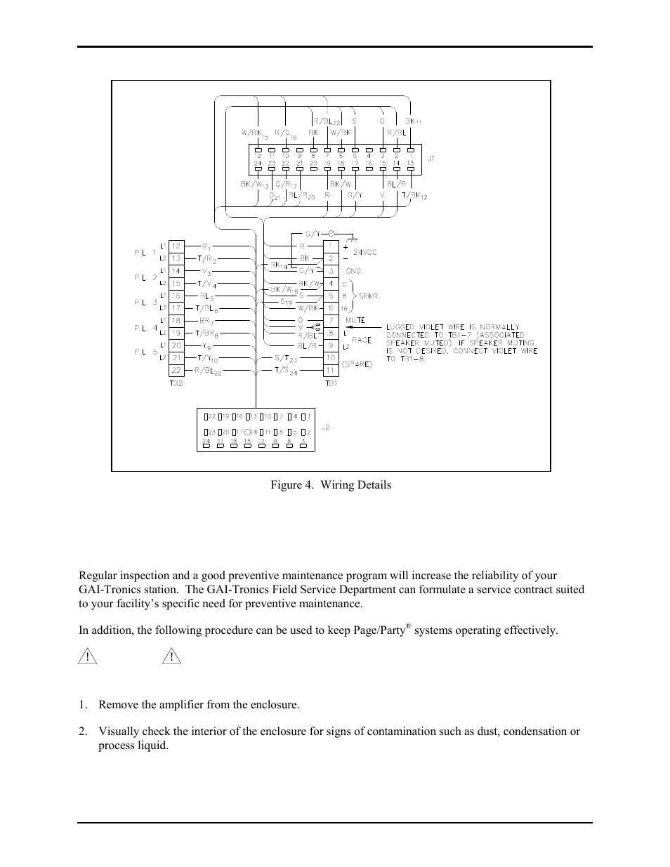 Maintenance | GAI-Tronics 7245-003 24 V DC Remote Subset Amplifier Enclosure User Manual | Page 7 / 12