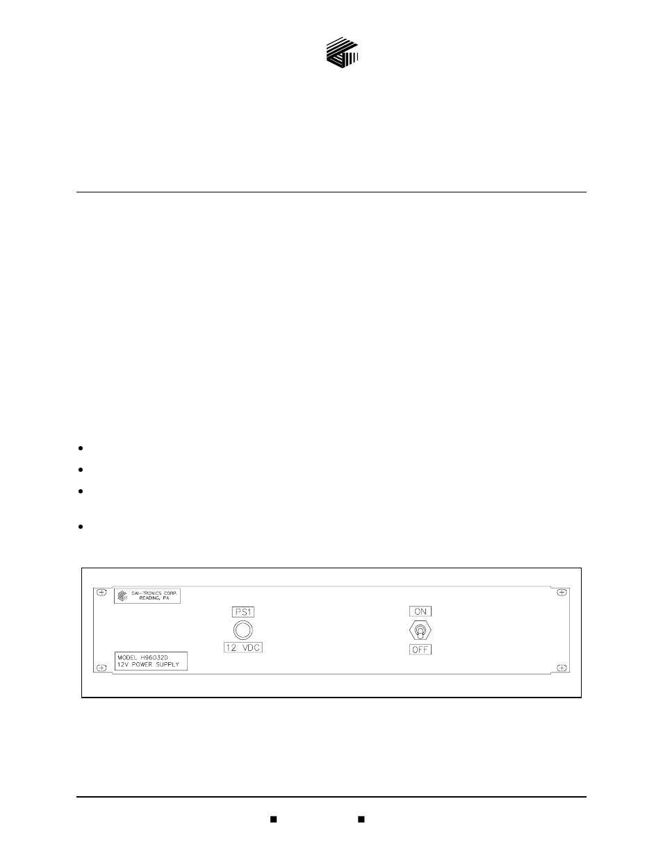 GAI-Tronics H96032D 12 V DC @ 4.2 A Rack-Mount Power Supply User Manual | 3 pages