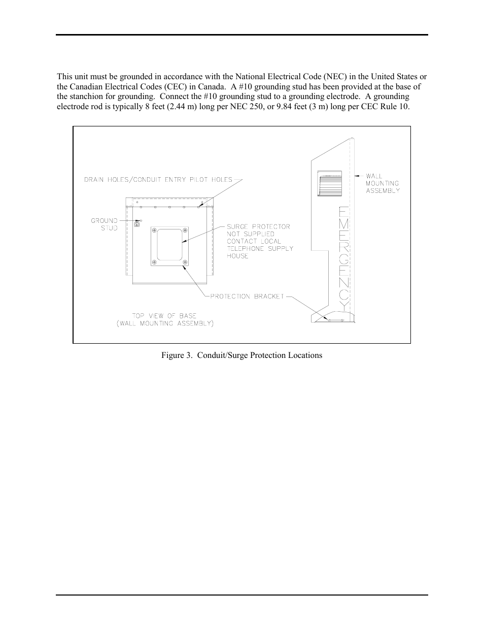 Grounding requirements | GAI-Tronics 234WM Wall-Mount Stanchion Assembly User Manual | Page 4 / 13