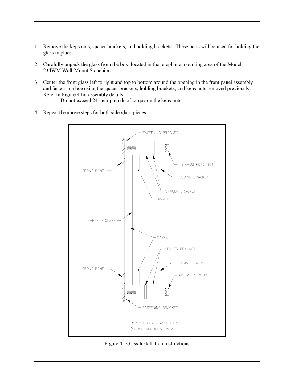 Tempered glass installation for 84505-202 | GAI-Tronics 234WM Wall-Mount Stanchion Assembly User Manual | Page 5 / 13