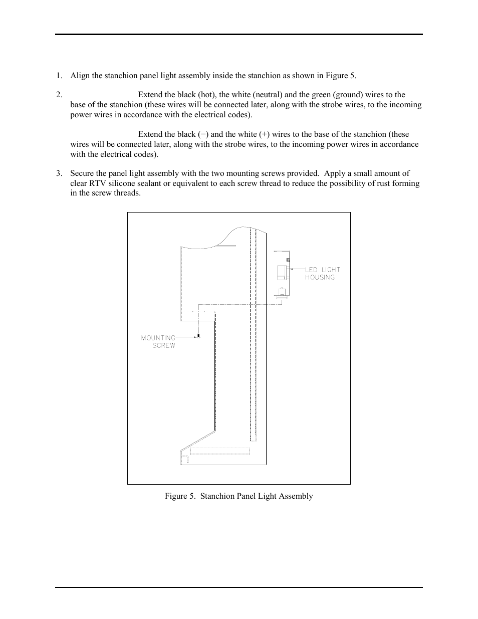 84503-30 x stanchion panel light installation, Stanchion panel light installation | GAI-Tronics 234WM Wall-Mount Stanchion Assembly User Manual | Page 6 / 13
