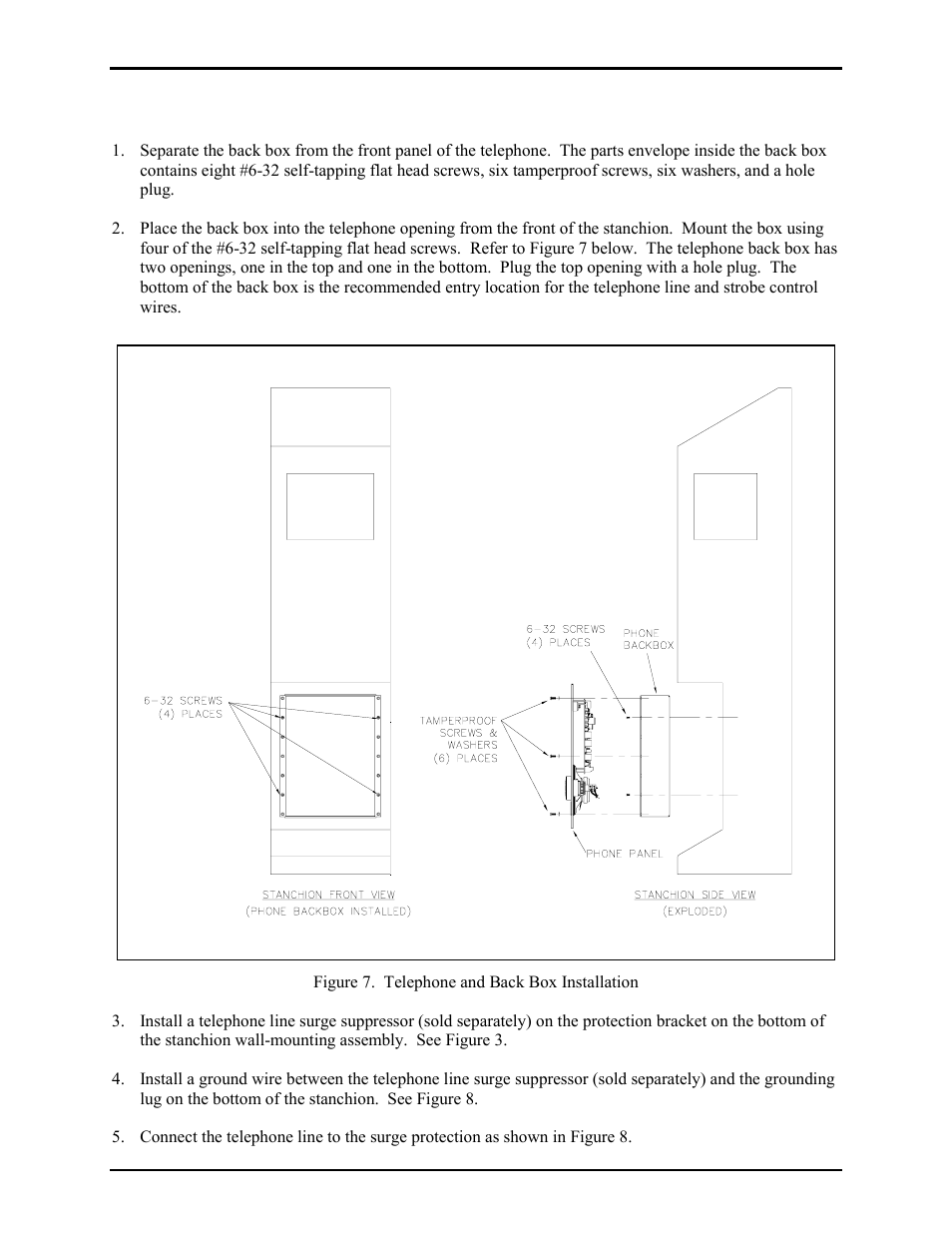 Emergency telephone installation | GAI-Tronics 234WM Wall-Mount Stanchion Assembly User Manual | Page 8 / 13
