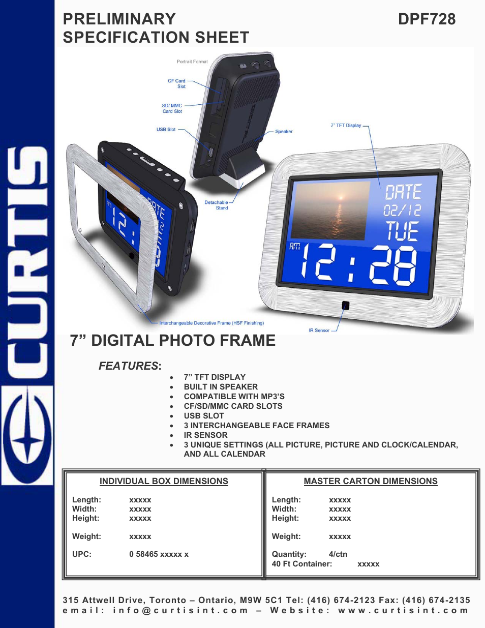 Curtis DPF728 User Manual | 1 page