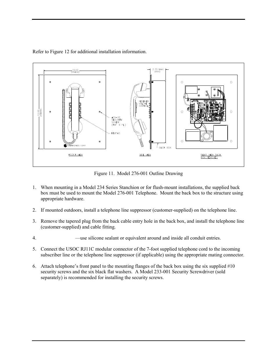 Model 276-001 | GAI-Tronics 226-001 Industrial Telephones with Keypads User Manual | Page 10 / 19