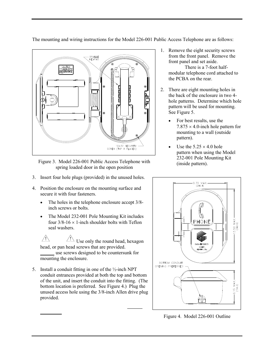 Model 226-001 | GAI-Tronics 226-001 Industrial Telephones with Keypads User Manual | Page 4 / 19