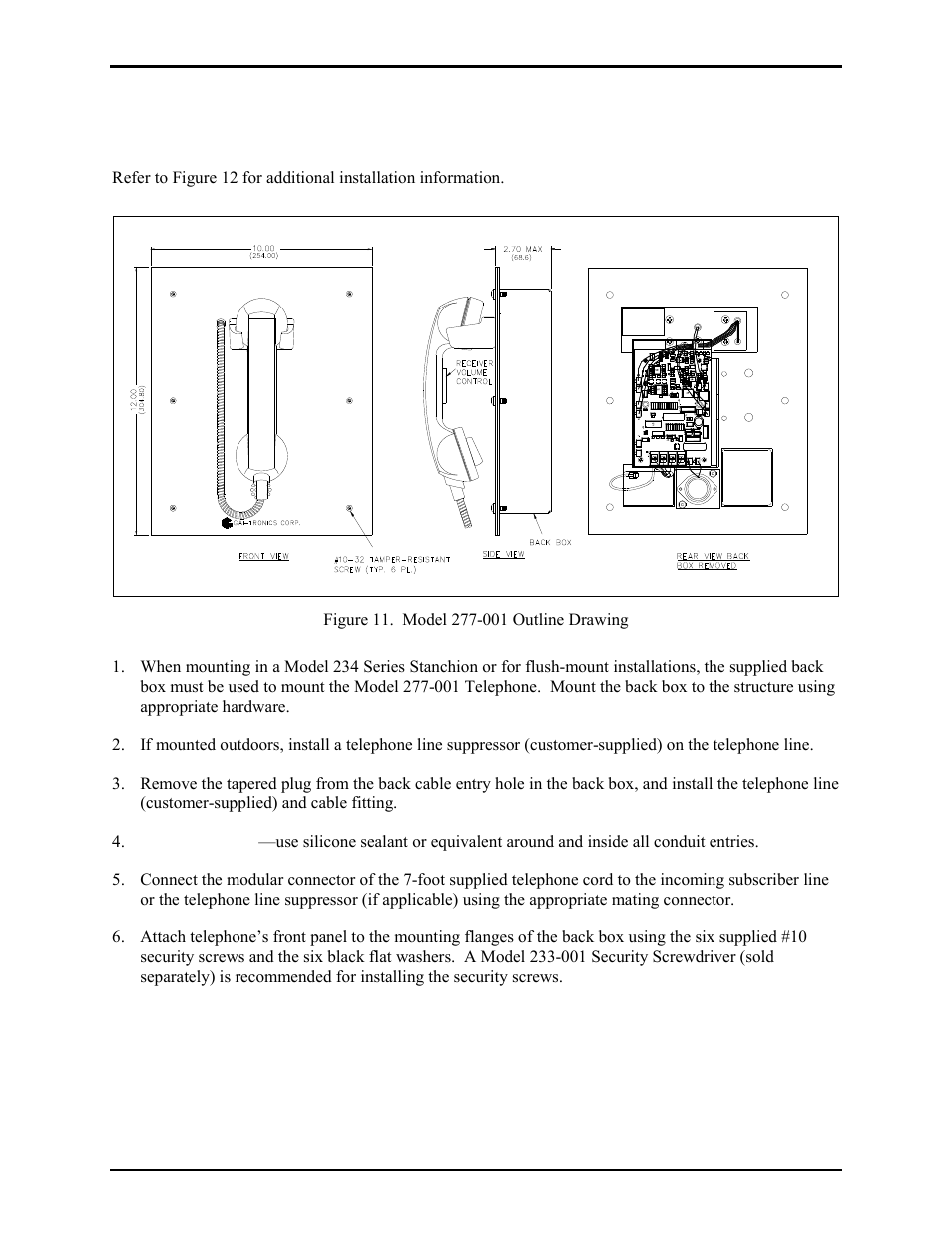 Model 277-001, Flush-mounting | GAI-Tronics 227-001 Auto-dial Telephones User Manual | Page 10 / 20