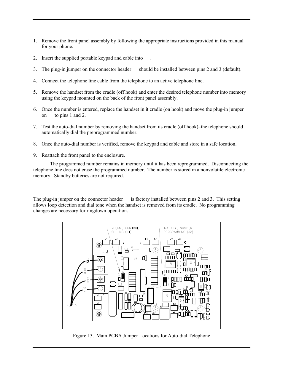 Programming auto-dial numbers, Ringdown operation | GAI-Tronics 227-001 Auto-dial Telephones User Manual | Page 13 / 20