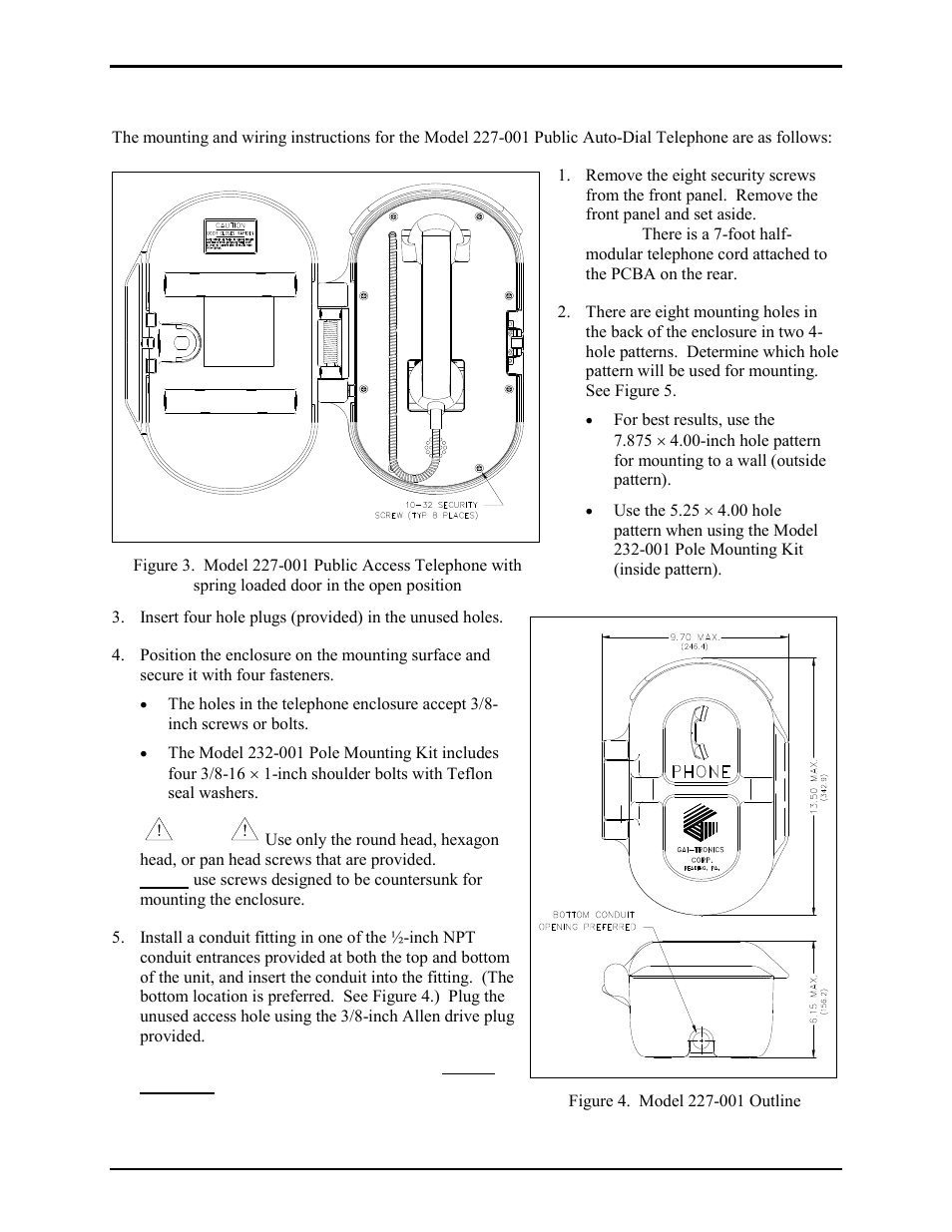 Model 227-001 | GAI-Tronics 227-001 Auto-dial Telephones User Manual | Page 4 / 20