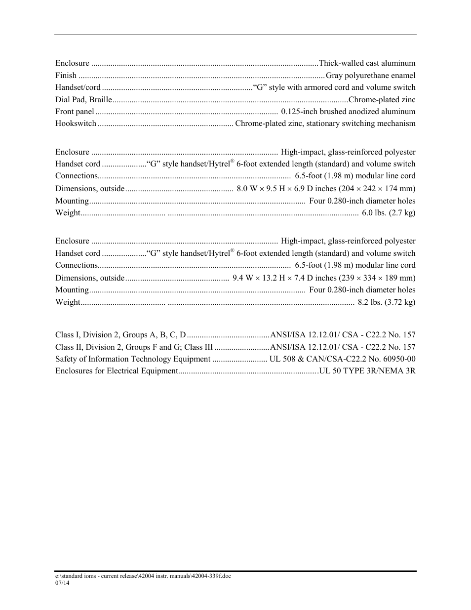 GAI-Tronics 226-002 Div. 2 Industrial Telephons User Manual | Page 14 / 16