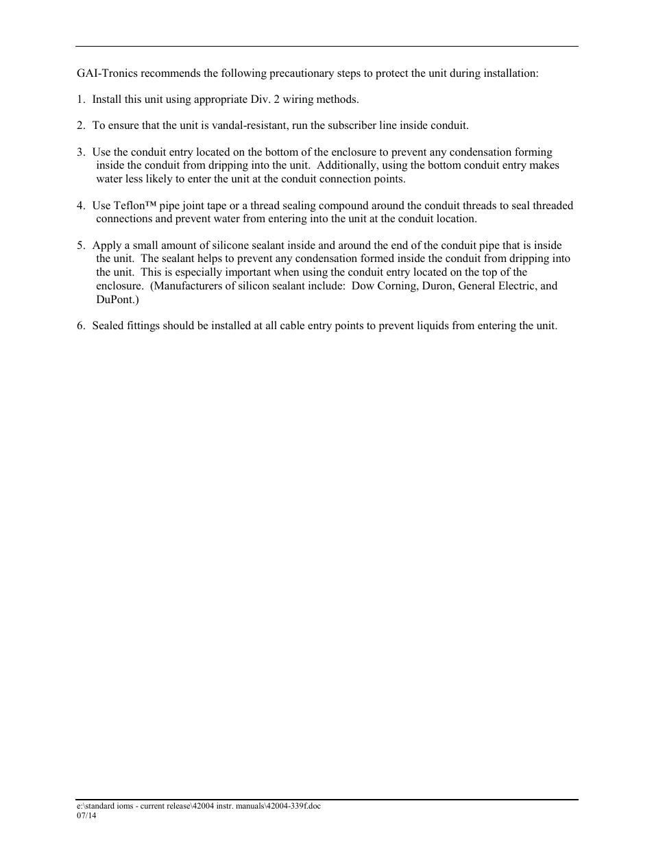 GAI-Tronics 226-002 Div. 2 Industrial Telephons User Manual | Page 3 / 16