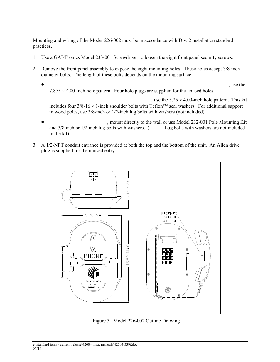 Model 226-002 | GAI-Tronics 226-002 Div. 2 Industrial Telephons User Manual | Page 7 / 16