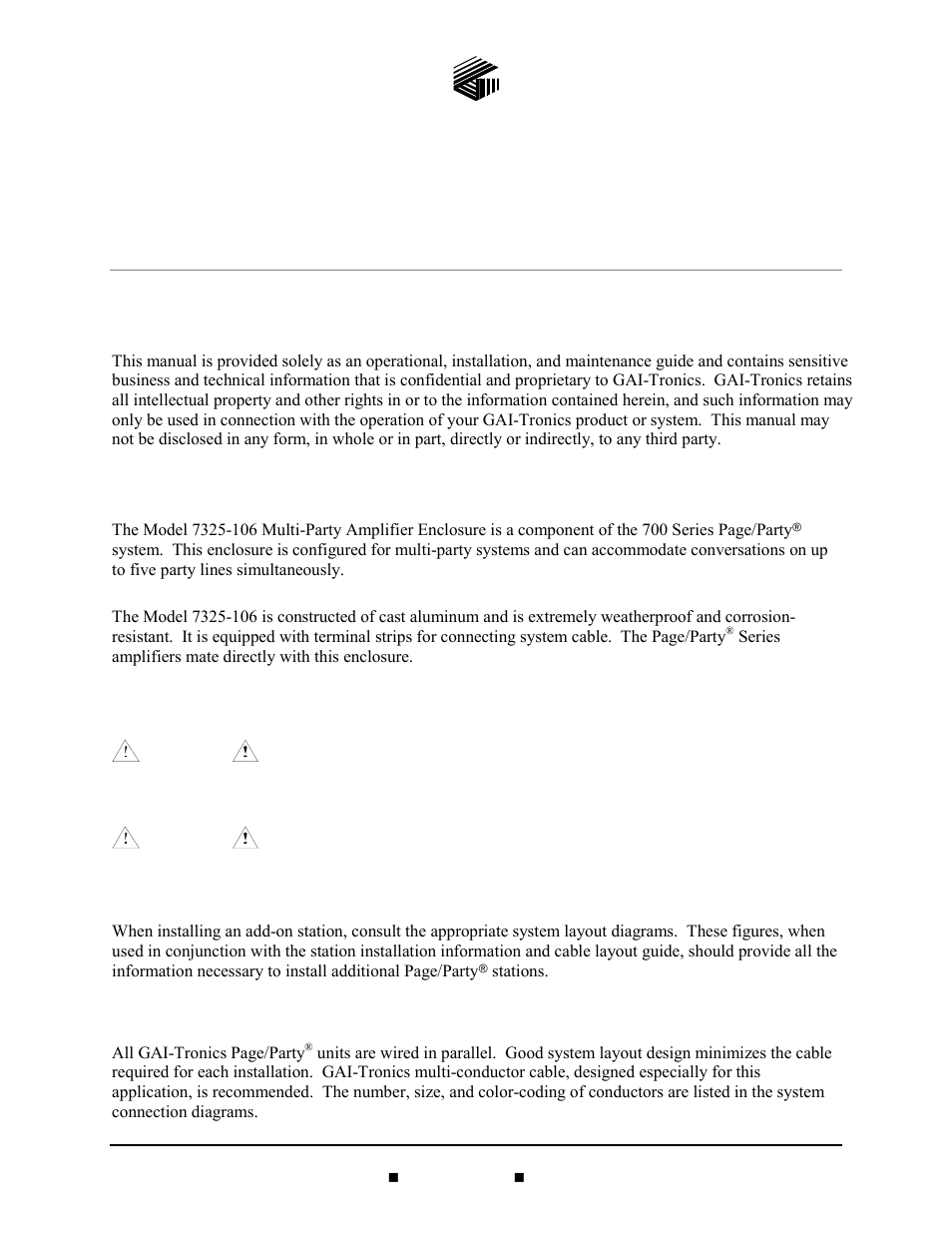 GAI-Tronics 7325-106 Multi-Party Amplifier Enclosure ((ATEX Zone 2/CE Mark) User Manual | 7 pages