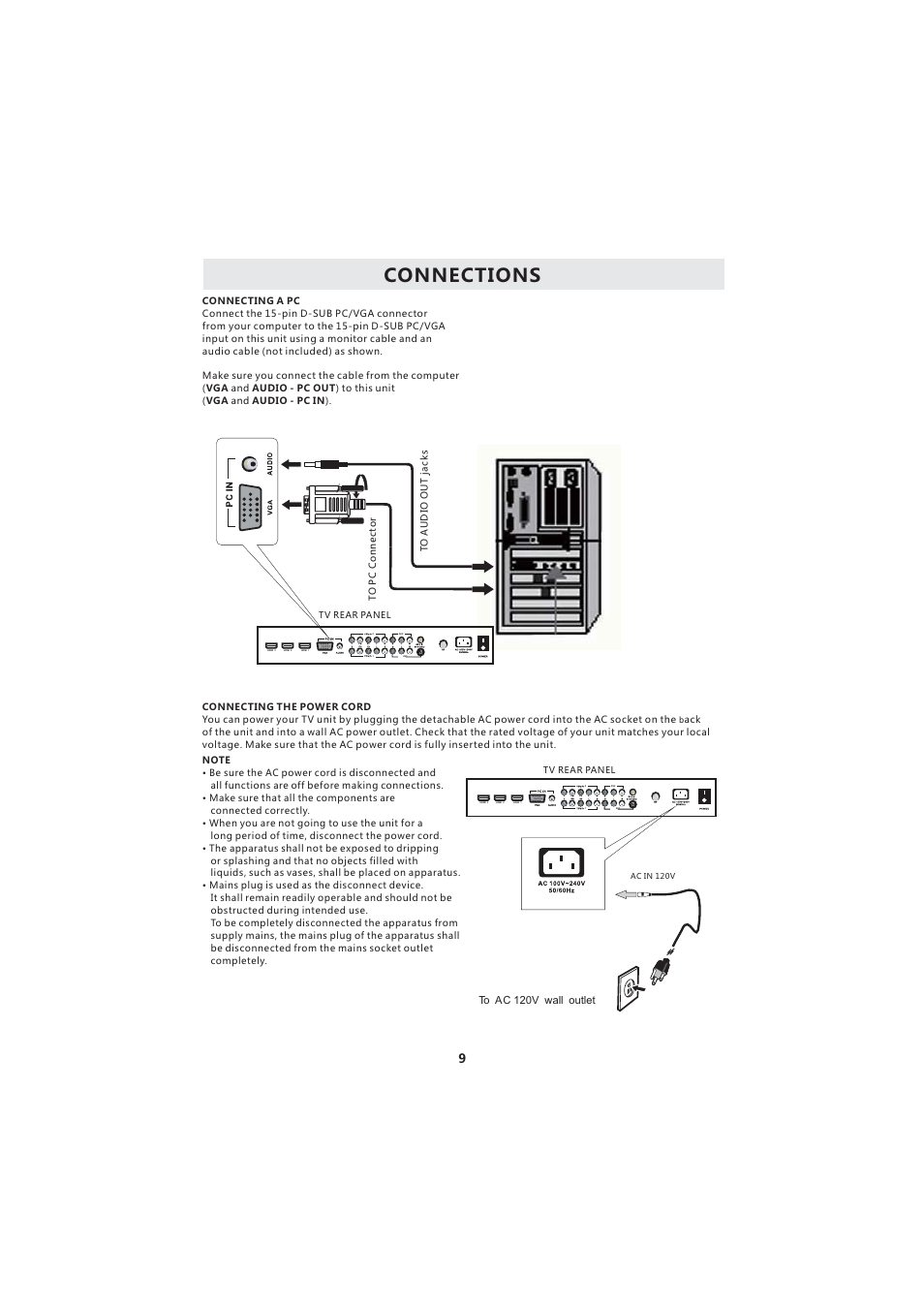 Connections | Curtis LCD3718A User Manual | Page 13 / 35