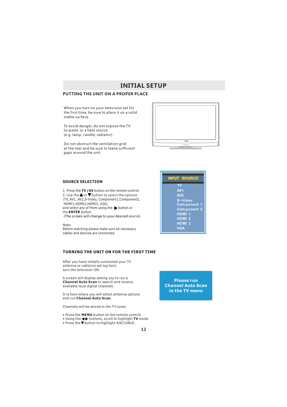 Initial setup | Curtis LCD3718A User Manual | Page 16 / 35