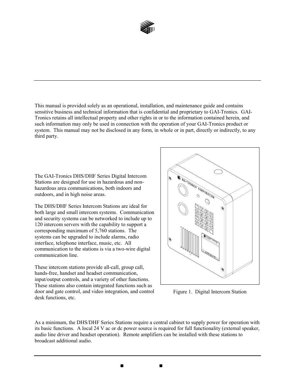 Confidentiality notice, General information, Product overview | System requirements and limitations, Model dhs/dhf series digital intercom stations | GAI-Tronics DHF-102 Digital Intercom Staitons User Manual | Page 3 / 27