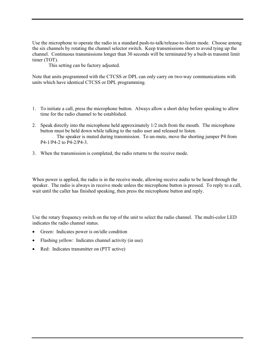 Operation, Initiating calls, Receiving calls | Controls | GAI-Tronics 4512-001 6-Channel Radio User and Installation Manual User Manual | Page 17 / 22