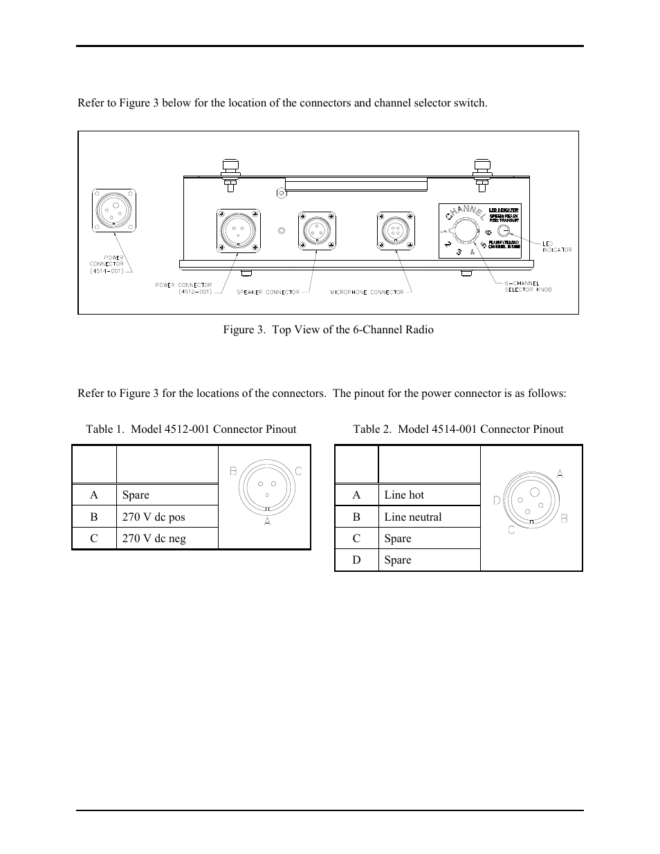 Connectors, Power connector | GAI-Tronics 4512-001 6-Channel Radio User and Installation Manual User Manual | Page 5 / 22