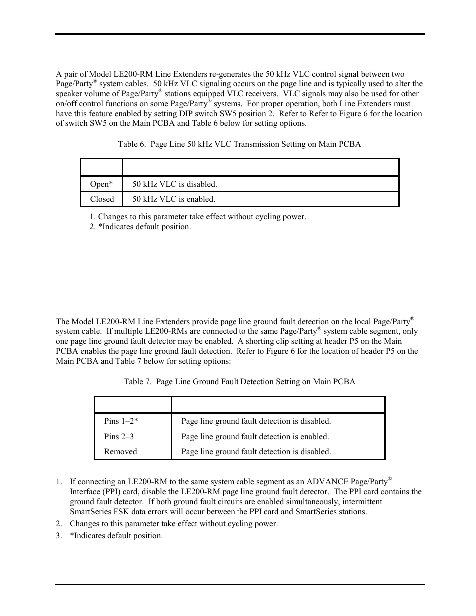 Page line 50 khz vlc transmission, Page line ground fault detection | GAI-Tronics LE200-RM Rack-Mount Page/Party Line Extender User Manual | Page 12 / 59
