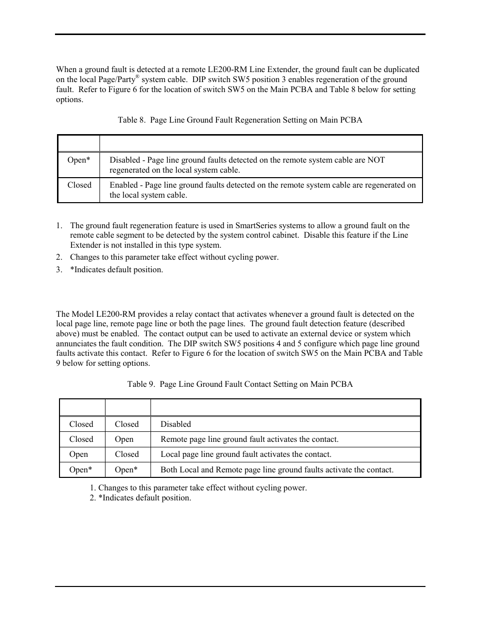 Page line ground fault re-generation, Page line ground fault output contact | GAI-Tronics LE200-RM Rack-Mount Page/Party Line Extender User Manual | Page 13 / 59