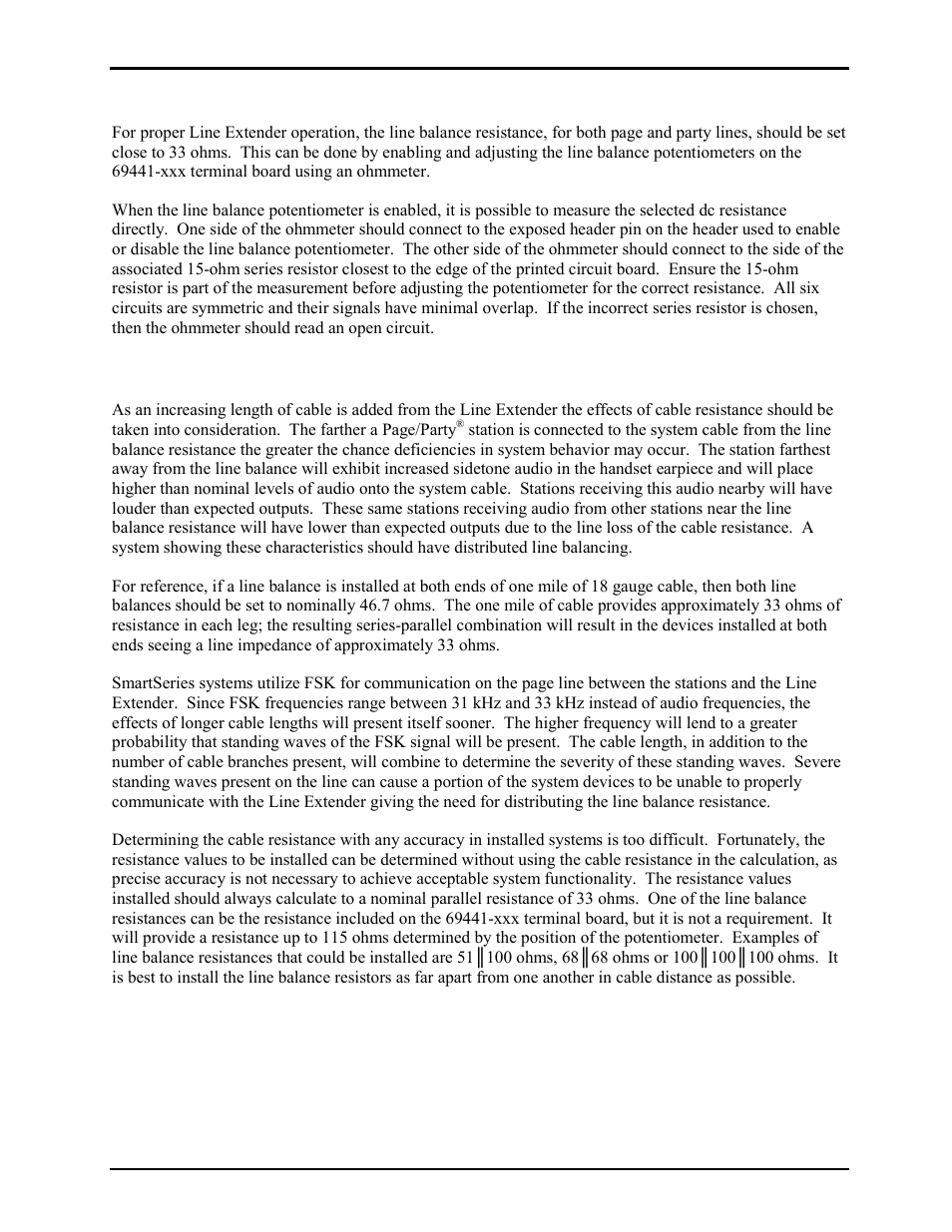 Verifying the proper line balance resistance, Distributing line balance resistance | GAI-Tronics LE200-RM Rack-Mount Page/Party Line Extender User Manual | Page 36 / 59