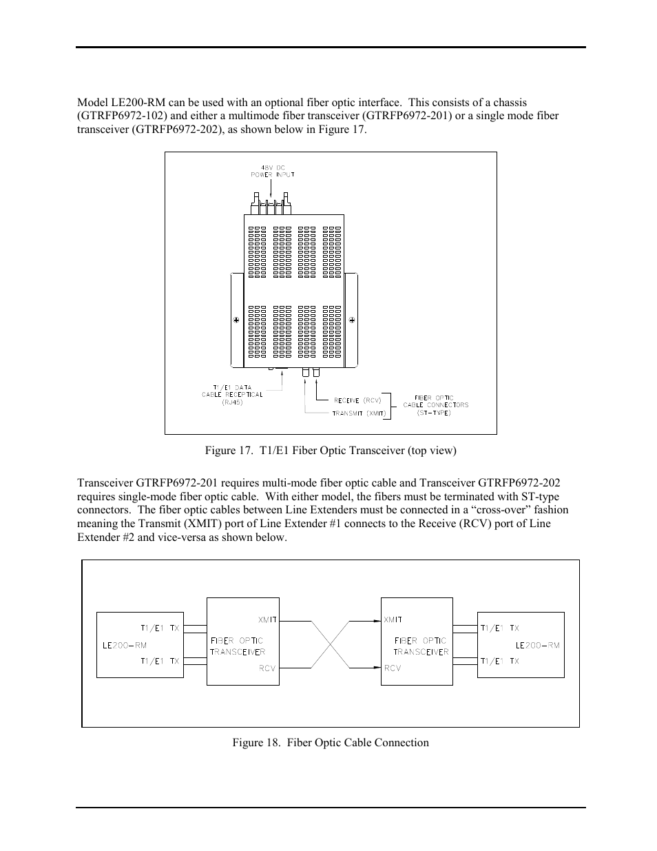 Fiber optic cable connections | GAI-Tronics LE200-RM Rack-Mount Page/Party Line Extender User Manual | Page 37 / 59
