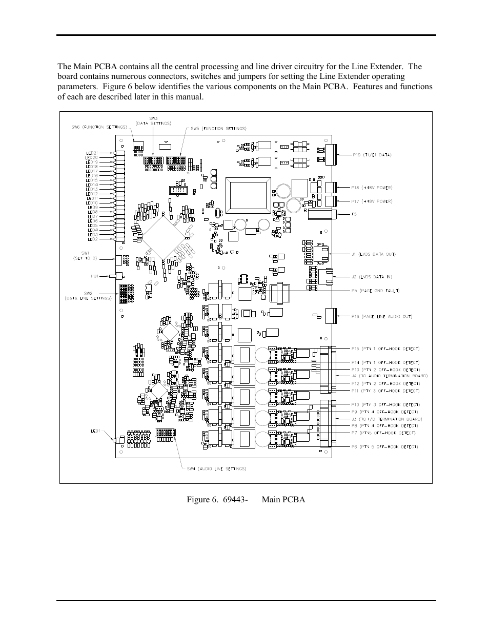 Main pcba | GAI-Tronics LE200-RM Rack-Mount Page/Party Line Extender User Manual | Page 8 / 59