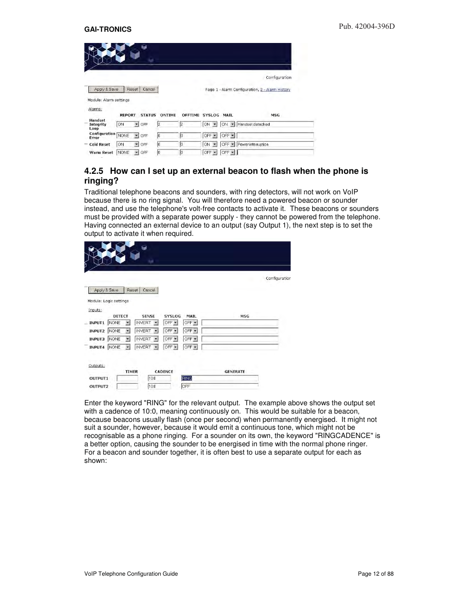GAI-Tronics VoIP Telephone Software Configuration Guide User Manual | Page 12 / 88
