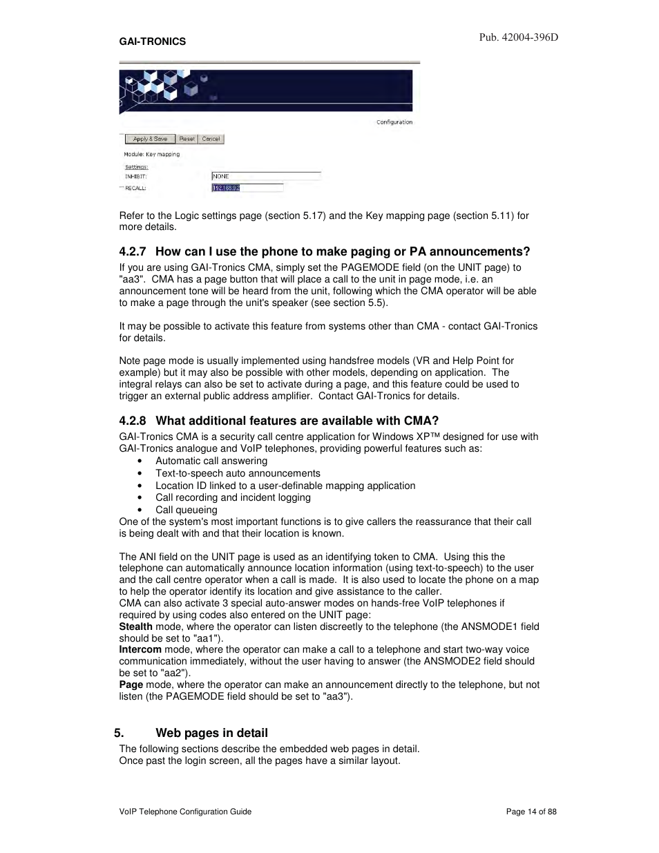 8 what additional features are available with cma | GAI-Tronics VoIP Telephone Software Configuration Guide User Manual | Page 14 / 88