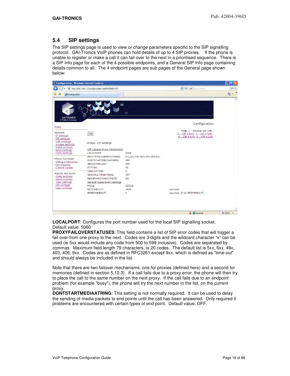 1 note about syslog, 4 sip settings | GAI-Tronics VoIP Telephone Software Configuration Guide User Manual | Page 19 / 88