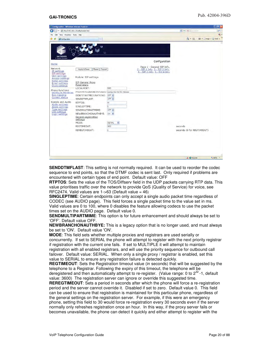 GAI-Tronics VoIP Telephone Software Configuration Guide User Manual | Page 20 / 88
