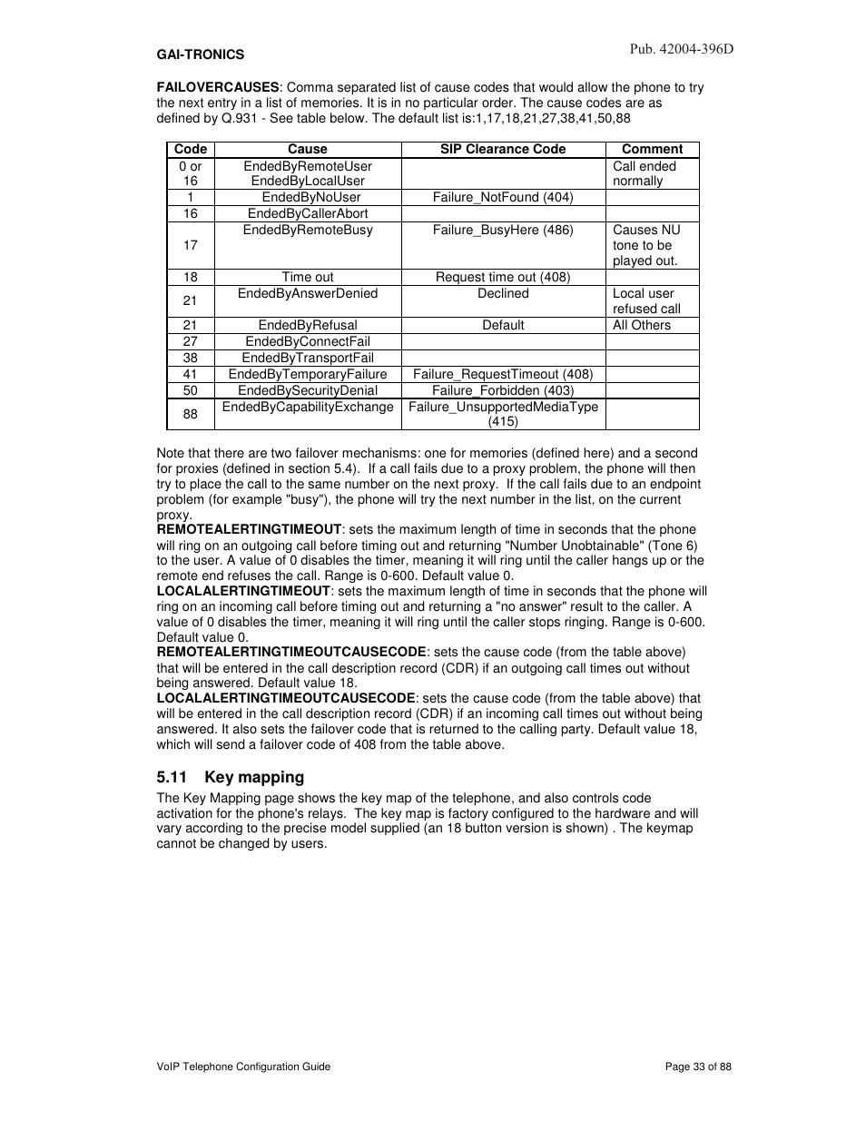 11 key mapping | GAI-Tronics VoIP Telephone Software Configuration Guide User Manual | Page 33 / 88