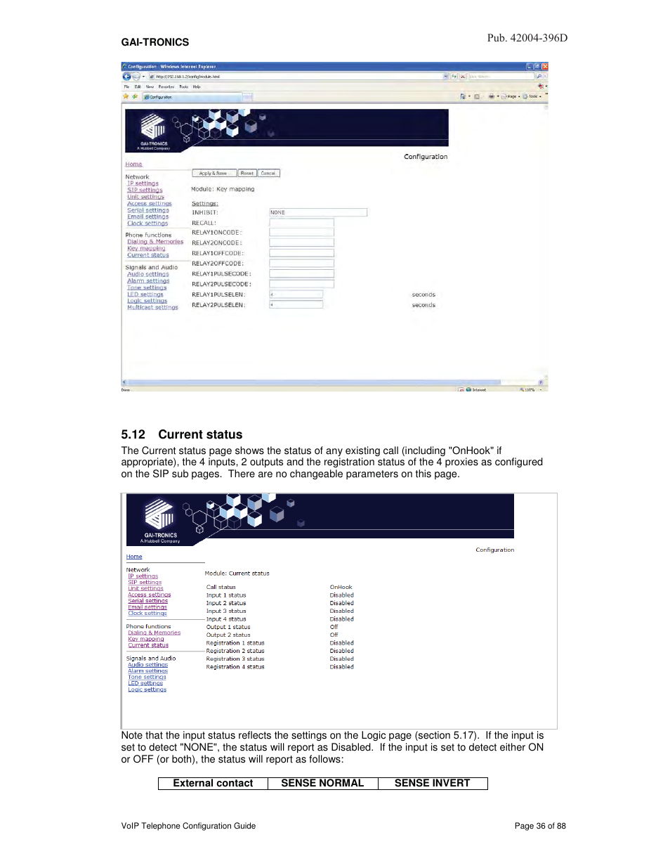 12 current status | GAI-Tronics VoIP Telephone Software Configuration Guide User Manual | Page 36 / 88