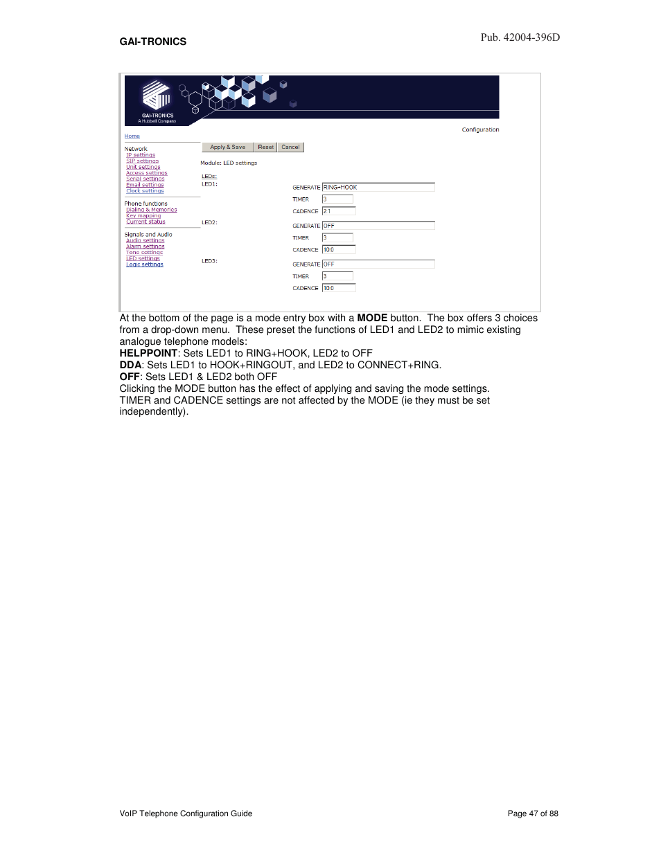 GAI-Tronics VoIP Telephone Software Configuration Guide User Manual | Page 47 / 88