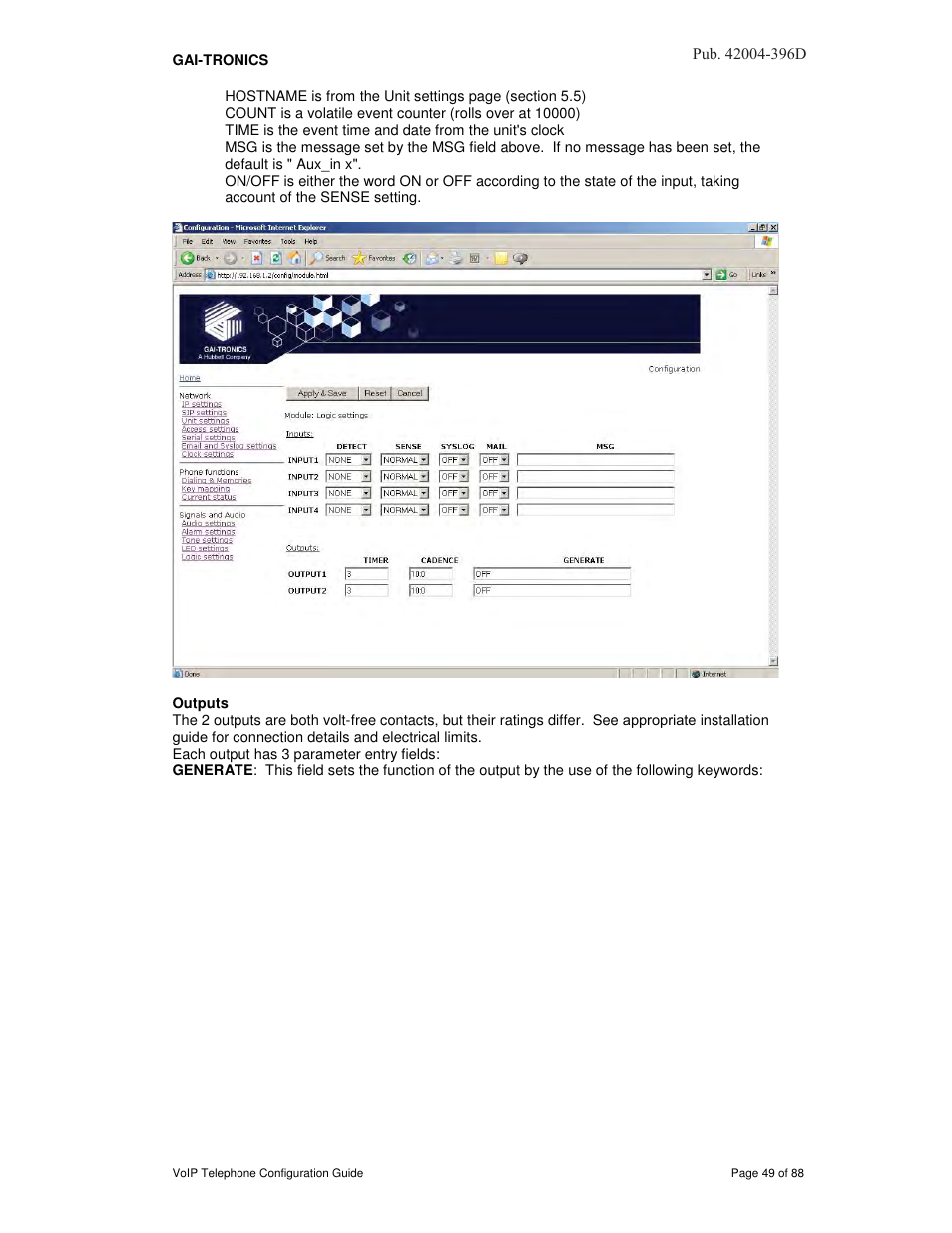 GAI-Tronics VoIP Telephone Software Configuration Guide User Manual | Page 49 / 88