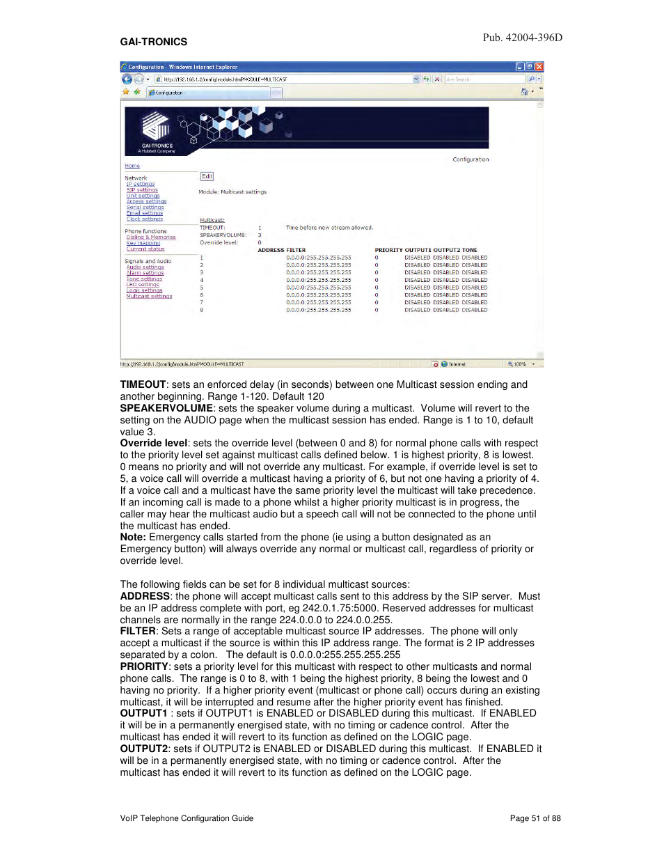 GAI-Tronics VoIP Telephone Software Configuration Guide User Manual | Page 51 / 88
