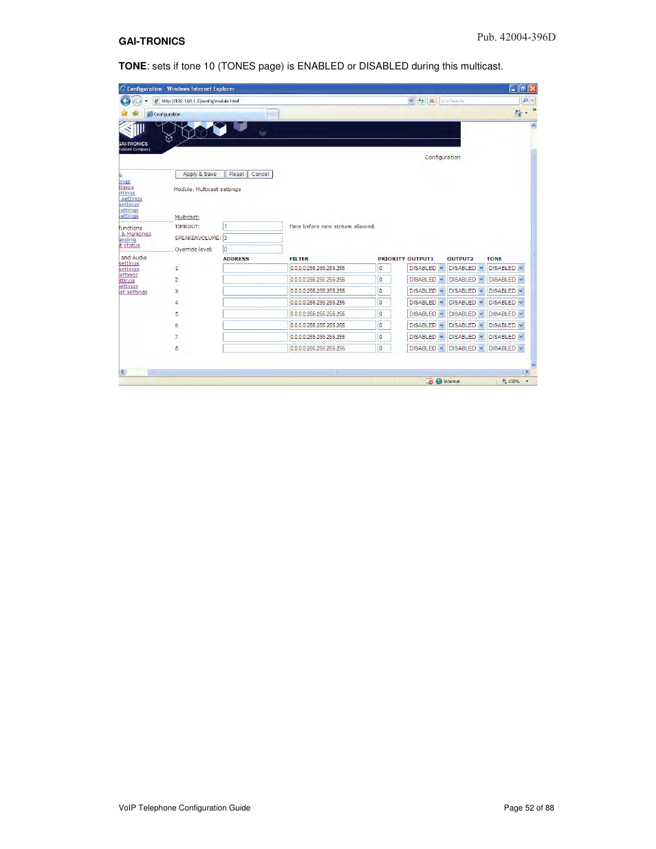 GAI-Tronics VoIP Telephone Software Configuration Guide User Manual | Page 52 / 88