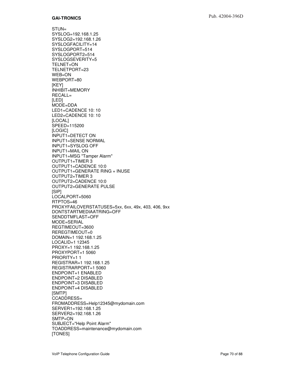 GAI-Tronics VoIP Telephone Software Configuration Guide User Manual | Page 70 / 88